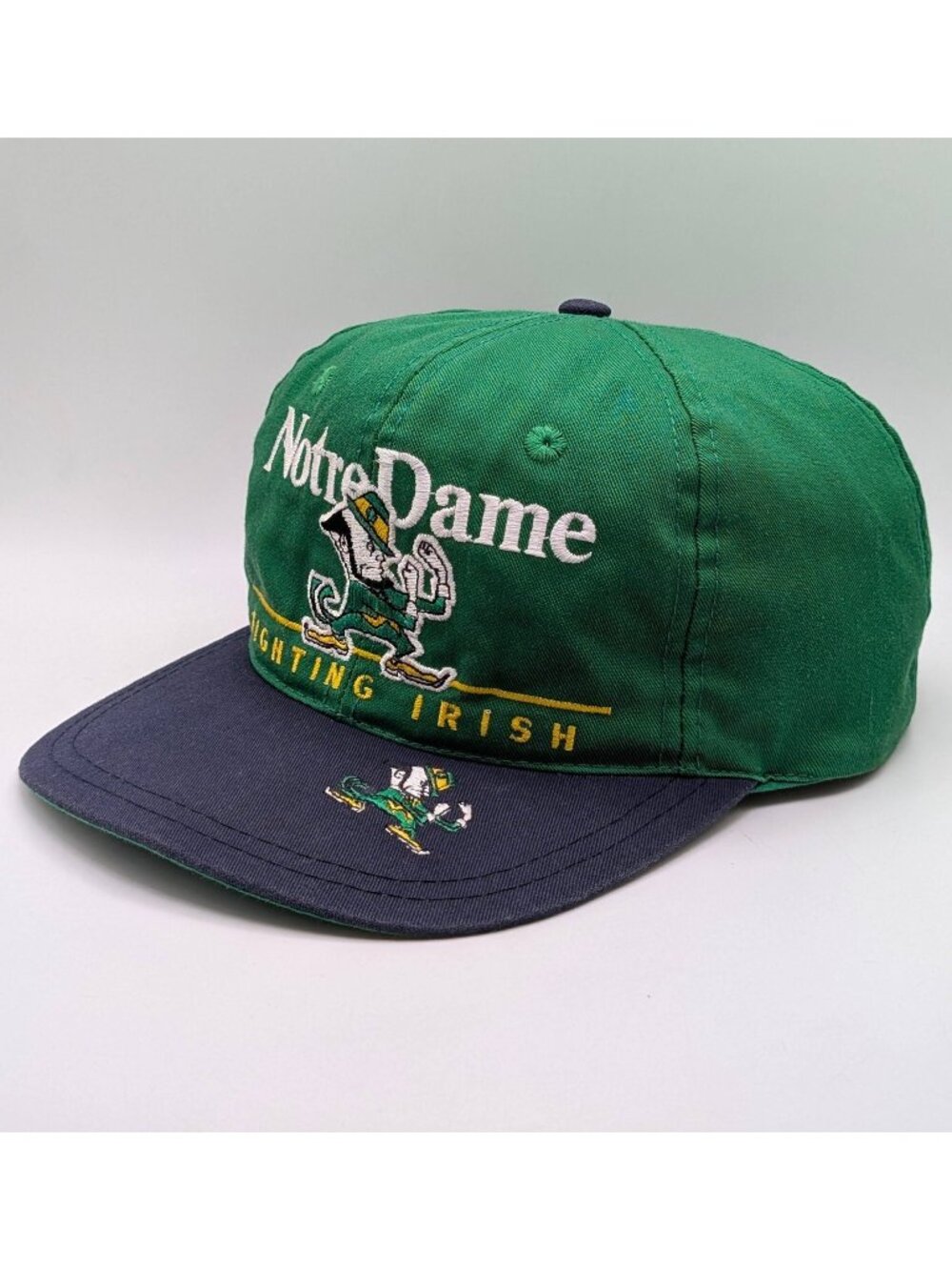 Notre Dame Fighting Irish Snapback Hat Green Vintage 90s Twins Enterprise NCAA